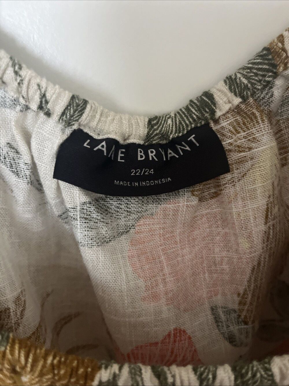 Lane Bryant Linen Blend Tropical Off-The-Shoulder Top Cropped Size 22/24 Hawaii - Picture 3 of 8
